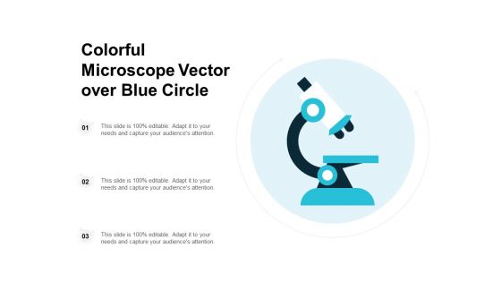 Colorful Microscope Vector Over Blue Circle Ppt PowerPoint Presentation Icon Layouts