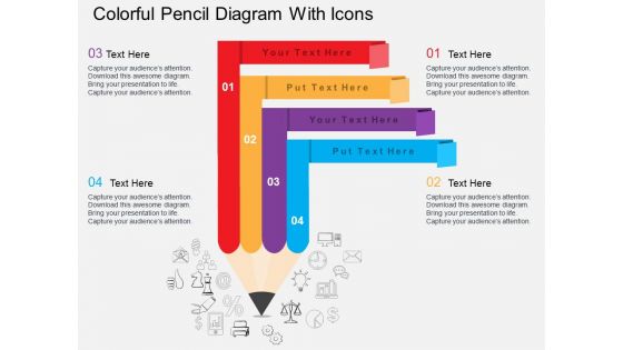 Colorful Pencil Diagram With Icons Powerpoint Template