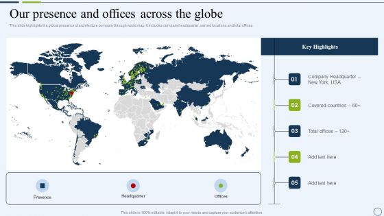 Commercial And Urban Architect Business Profile Our Presence And Offices Across The Globe Clipart PDF