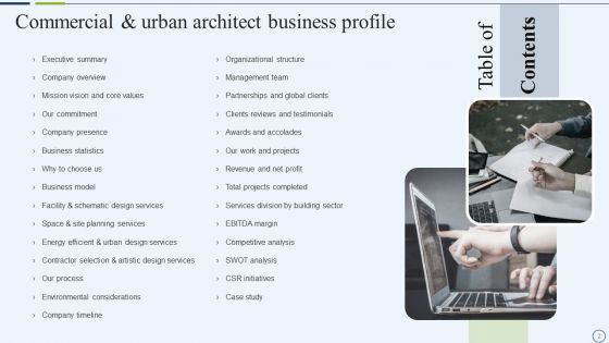 Commercial And Urban Architect Business Profile Ppt PowerPoint Presentation Complete With Slides