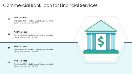 Commercial Bank Icon For Financial Services Ppt Styles Background PDF