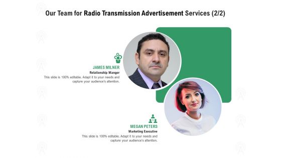 Commercial Broadcasting Our Team For Radio Transmission Advertisement Services Inspiration PDF