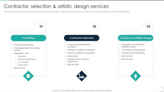 Commercial Construction And Architecture Firm Contractor Selection And Artistic Design Services Clipart PDF