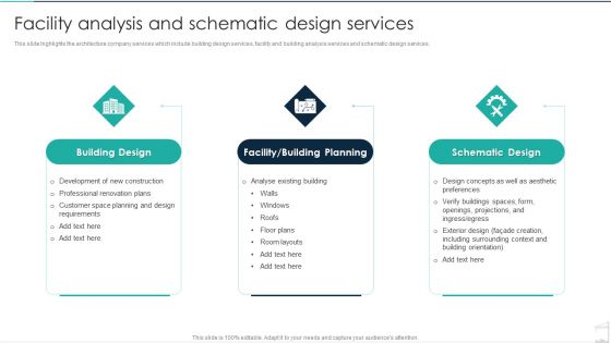 Commercial Construction And Architecture Firm Facility Analysis And Schematic Design Services Inspiration PDF