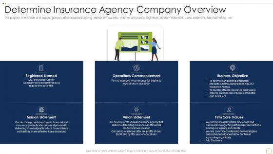 Commercial Insurance Solutions Strategic Plan Determine Insurance Agency Company Overview Designs PDF