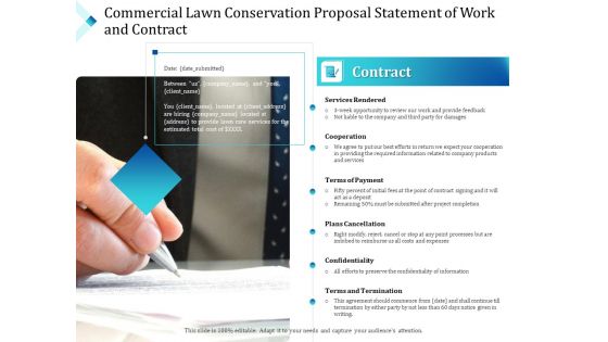 Commercial Lawn Conservation Proposal Statement Of Work And Contract Ppt Visual Aids Pictures PDF