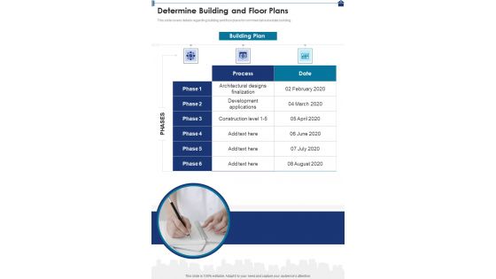 Commercial Property Determine Building And Floor Plans One Pager Sample Example Document