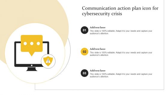 Communication Action Plan Icon For Cybersecurity Crisis Rules PDF