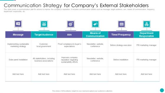 Communication Strategy For Companys External Stakeholders Ppt PowerPoint Presentation File Inspiration PDF