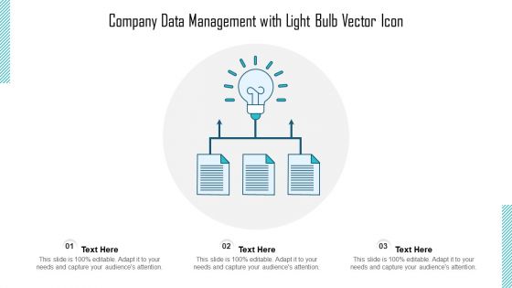 Company Data Management With Light Bulb Vector Icon Ppt PowerPoint Presentation Gallery Deck PDF