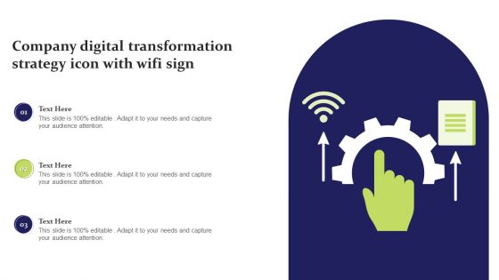 Company Digital Transformation Strategy Icon With Wifi Sign Ppt Model Grid PDF