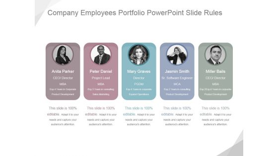 Company Employees Portfolio Ppt PowerPoint Presentation Deck