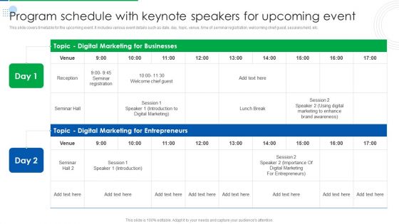 Company Event Communication Program Schedule With Keynote Speakers Brochure PDF Company Event Communication Program Schedule With Keynote Speakers Brochure PDF