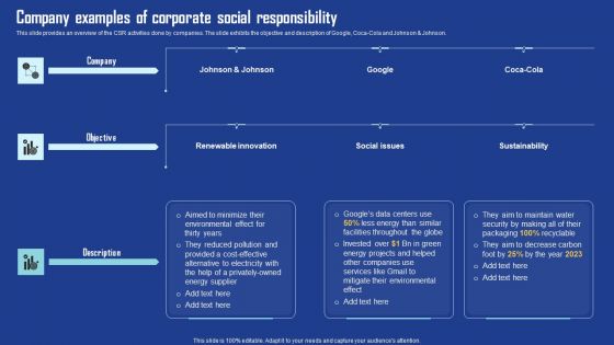 Company Examples Of Corporate Social Responsibility Brochure PDF