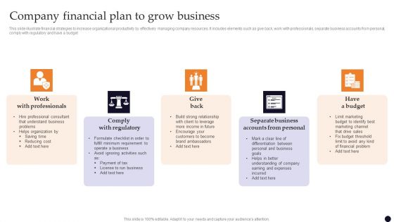 Company Financial Plan To Grow Business Ppt PowerPoint Presentation File Visual Aids PDF