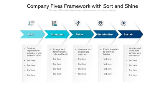 Company Fives Framework With Sort And Shine Ppt Professional Graphics Pictures PDF