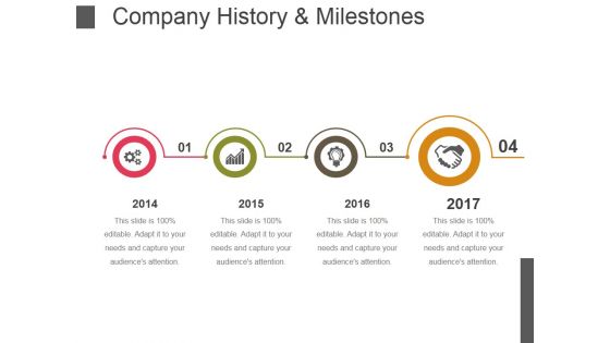 Company History And Milestones Template 3 Ppt PowerPoint Presentation Slides Structure