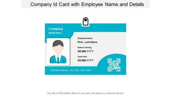 Company Id Card With Employee Name And Details Ppt PowerPoint Presentation Infographics Background Designs