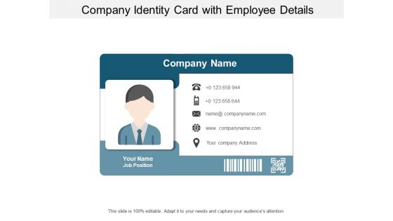 Company Identity Card With Employee Details Ppt PowerPoint Presentation Slides Demonstration