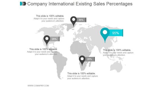 Company International Existing Sales Percentages Ppt PowerPoint Presentation Topics