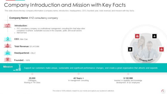 Company Introduction And Mission With Key Facts Sample PDF