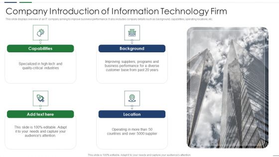 Company Introduction Of Information Technology Firm Ideas PDF
