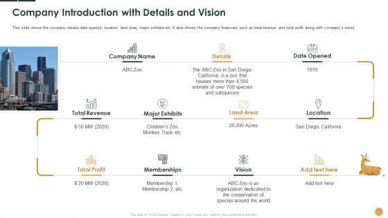 Company Introduction With Details And Vision Ppt Show Background Designs PDF
