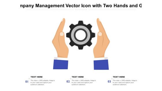 Company Management Vector Icon With Two Hands And Gear Ppt PowerPoint Presentation File Icon PDF