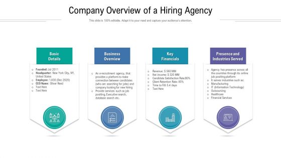Company Overview Of A Hiring Agency Ppt Slides Smartart PDF
