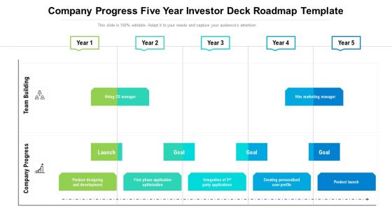 Company Progress Five Year Investor Deck Roadmap Template Portrait