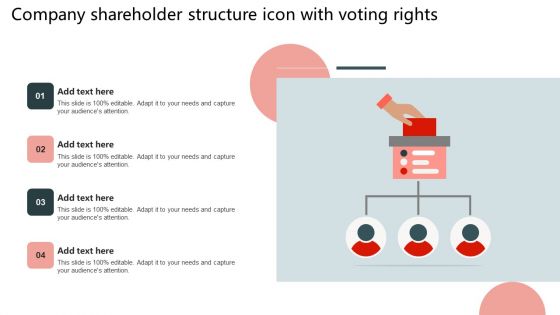 Company Shareholder Structure Icon With Voting Rights Diagrams PDF
