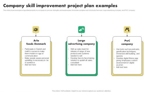 Company Skill Improvement Project Plan Examples Template PDF