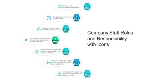 Company Staff Roles And Responsibility With Icons Ppt PowerPoint Presentation File Graphics Template PDF