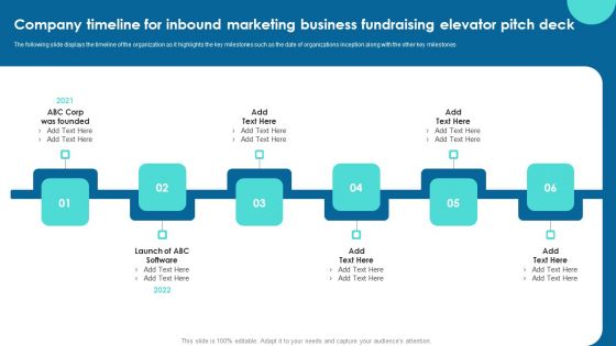 Company Timeline For Inbound Marketing Business Fundraising Elevator Pitch Deck Graphics PDF