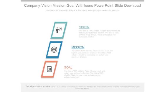 Company Vision Mission Goal With Icons Powerpoint Slide Download