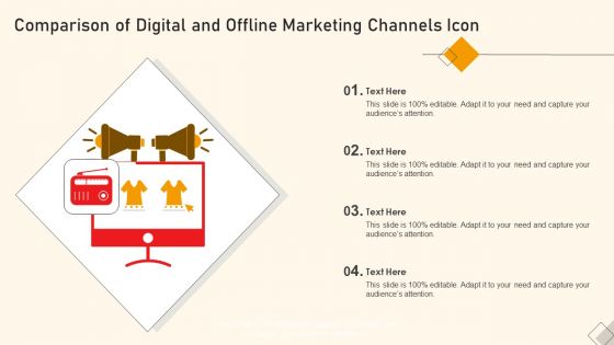Comparison Of Digital And Offline Marketing Channels Icon Ppt Outline Tips PDF