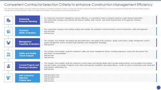 Competent Contractor Selection Criteria To Enhance Construction Management Designs PDF