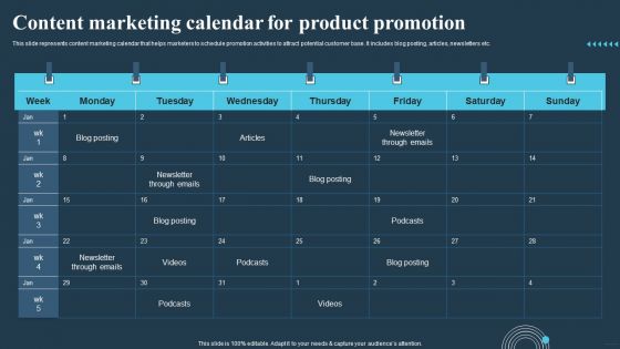 Comprehensive Guide For Multi Level Content Marketing Calendar For Product Promotion Formats PDF