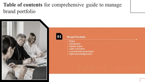 Comprehensive Guide To Manage Brand Portfolio Table Of Contents Elements PDF