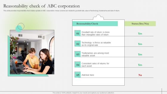 Comprehensive Guide To Strengthen Brand Equity Reasonability Check Of ABC Corporation Background PDF