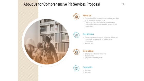 Comprehensive PR Services Proposal Ppt PowerPoint Presentation Complete Deck With Slides