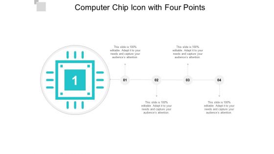 Computer Chip Icon With Four Points Ppt PowerPoint Presentation Slides Elements
