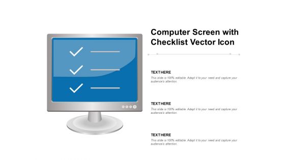 Computer Screen With Checklist Vector Icon Ppt PowerPoint Presentation Slides Graphics Download