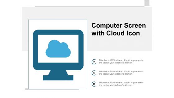 Computer Screen With Cloud Icon Ppt PowerPoint Presentation Outline Designs