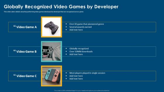 Computerized Game Pitch Deck Globally Recognized Video Games By Developer Information PDF