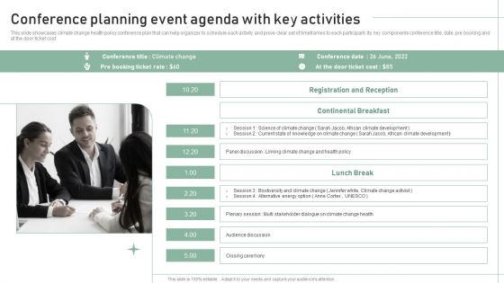 Conference Planning Event Agenda With Key Activities Background PDF