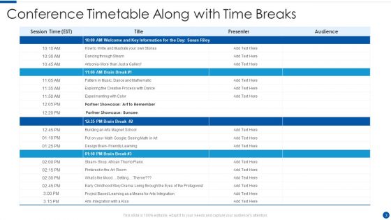 Conference Timetable Ppt PowerPoint Presentation Complete Deck With Slides