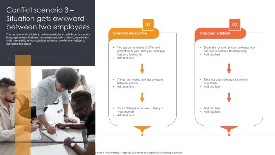 Conflict Scenario 3 Situation Gets Awkward Between Two Employees Ppt Styles Brochure PDF