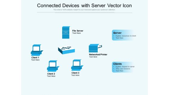 Connected Devices With Server Vector Icon Ppt PowerPoint Presentation Show Professional PDF