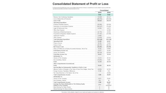 Consolidated Statement Of Profit Or Loss Template 33 One Pager Documents Consolidated Statement Of Profit Or Loss Template 33 One Pager Documents